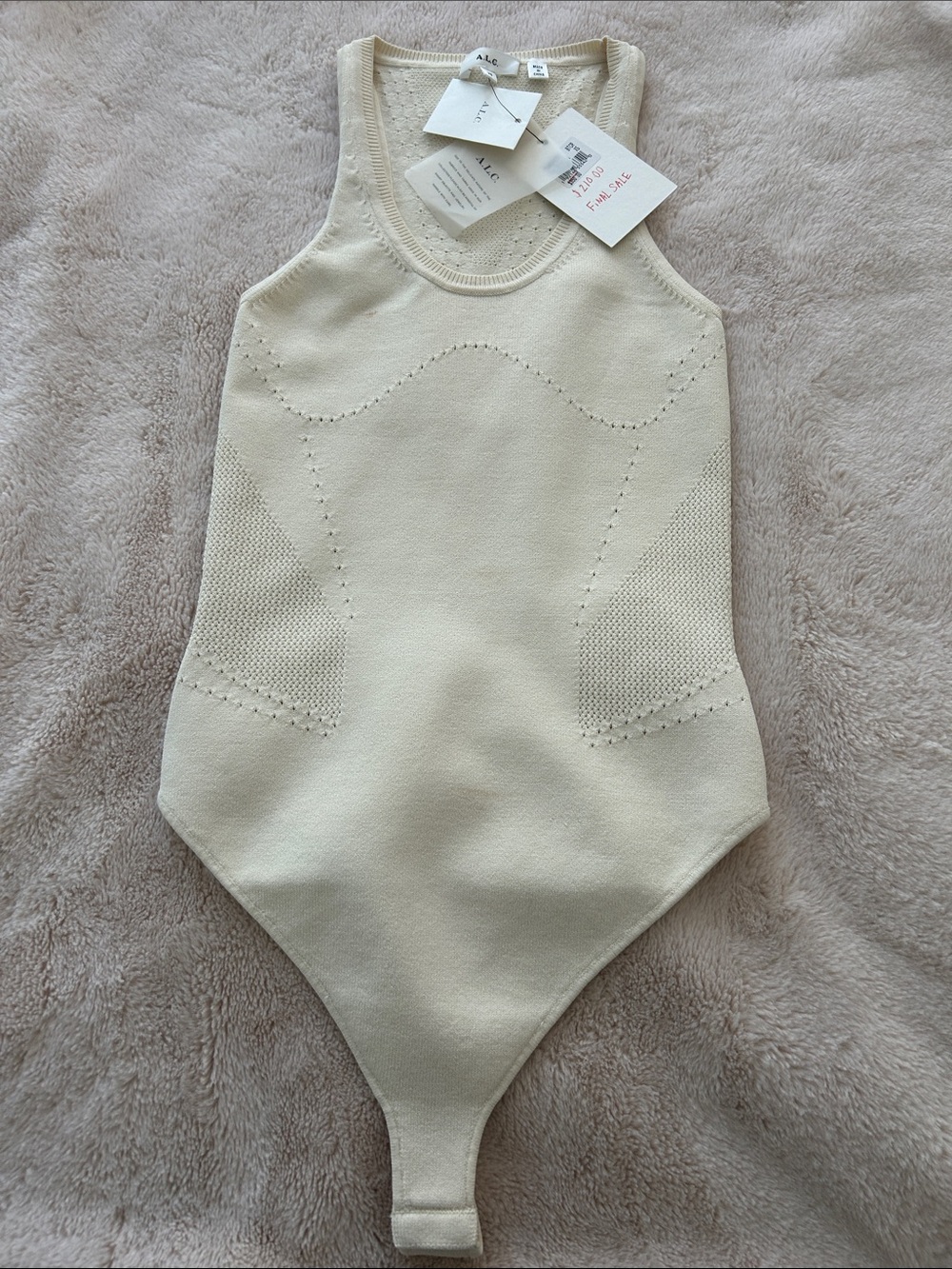 A.L.C. Cream Seamless Ribbed Tank Bodysuit